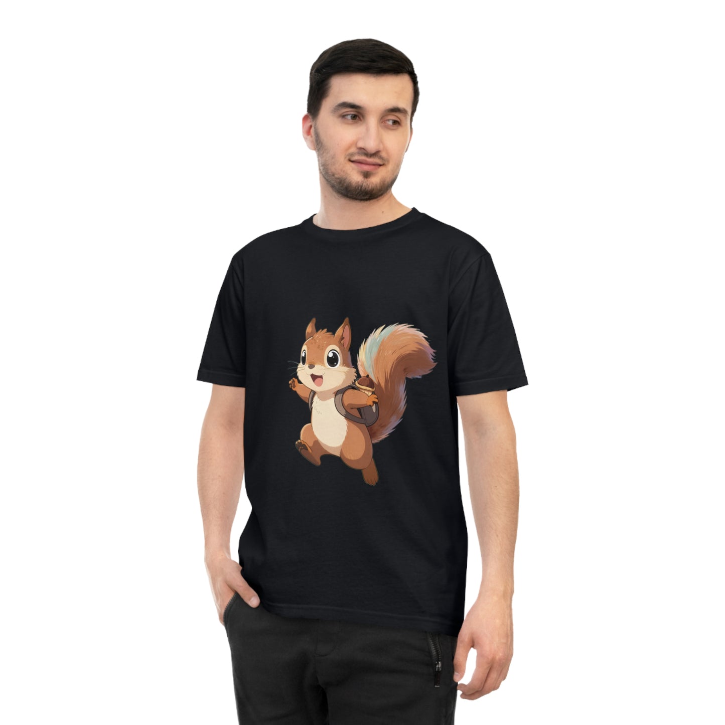 Rainbow Squirrel — Pastel Chibi Anime Acorn Backpack Tee