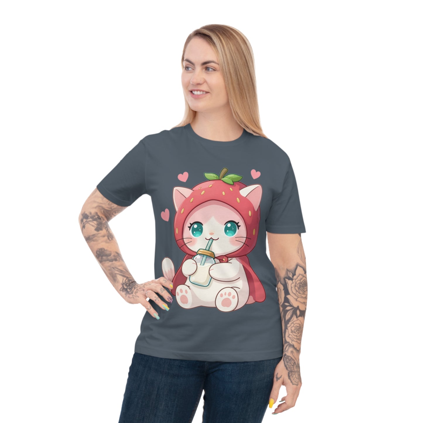 Chibi Strawberry Kitten — Cute Anime Cat Lover Tee