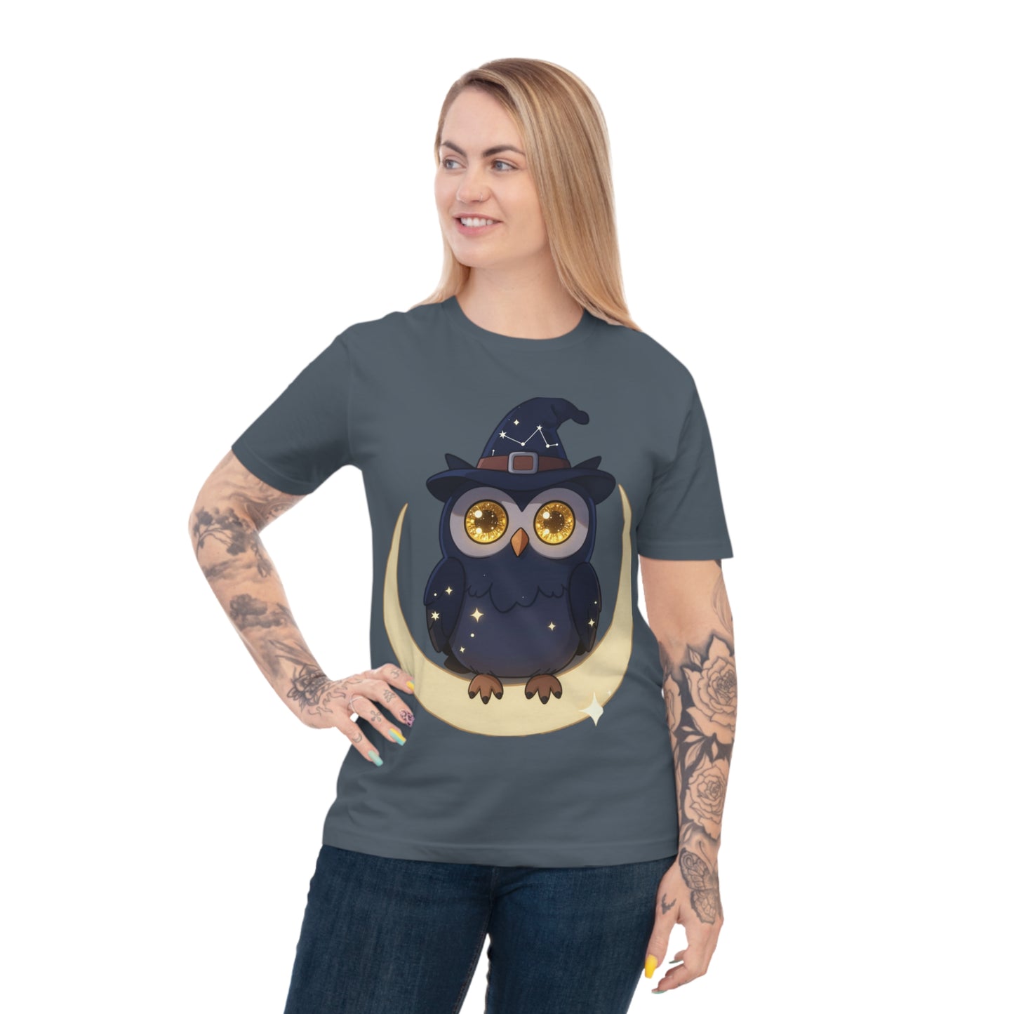 Cosmic Wizard Owl — Magical Starry Night Tee