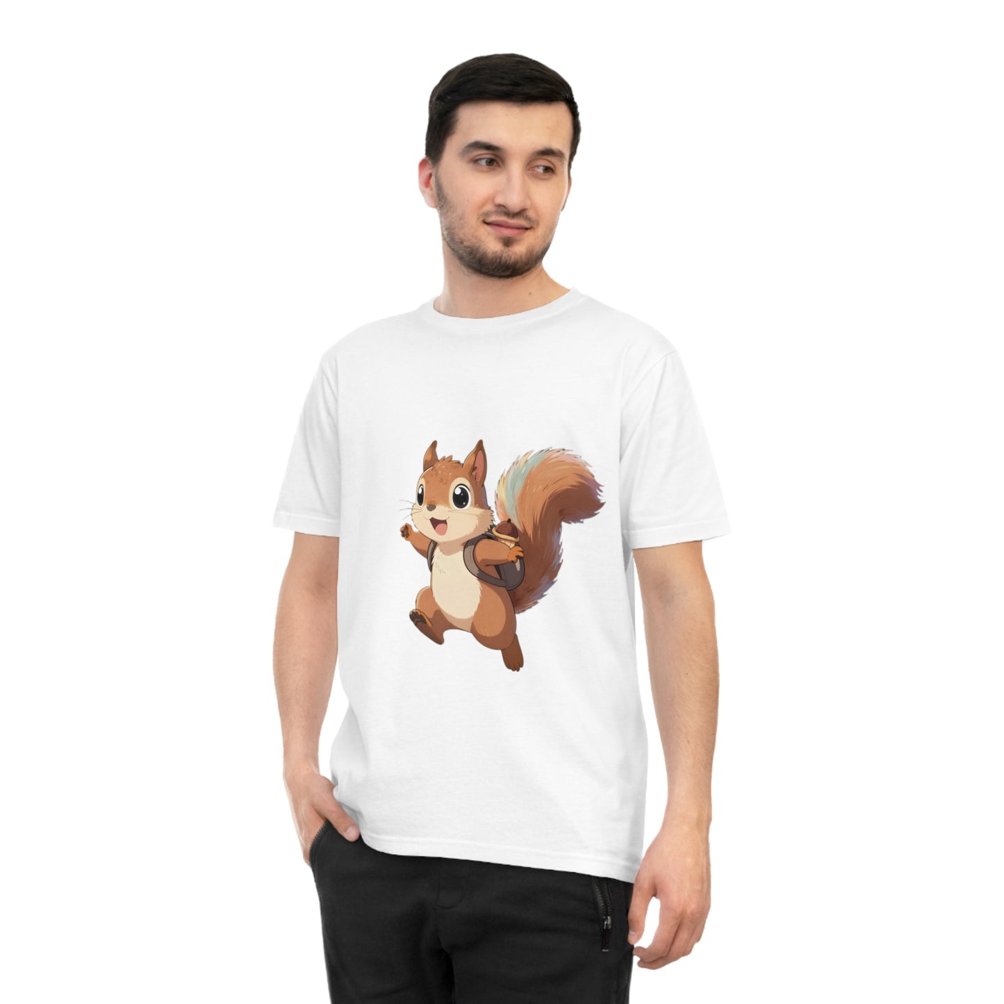 Rainbow Squirrel — Pastel Chibi Anime Acorn Backpack Tee