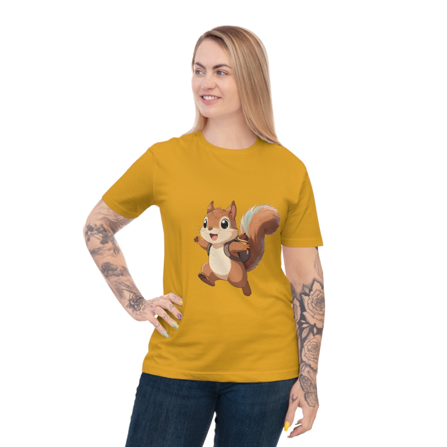 Rainbow Squirrel — Pastel Chibi Anime Acorn Backpack Tee