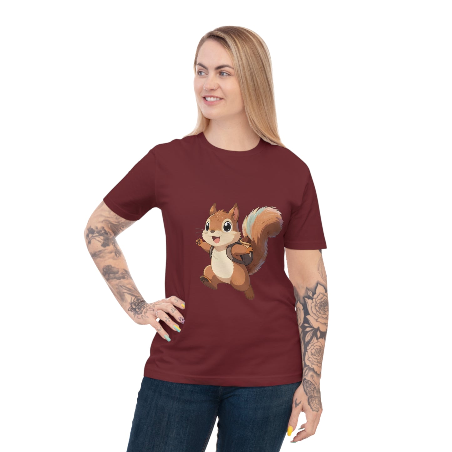 Rainbow Squirrel — Pastel Chibi Anime Acorn Backpack Tee