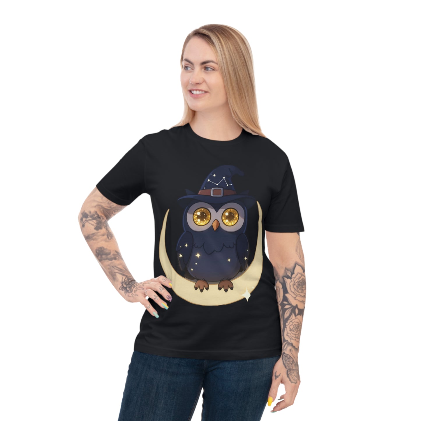 Cosmic Wizard Owl — Magical Starry Night Tee