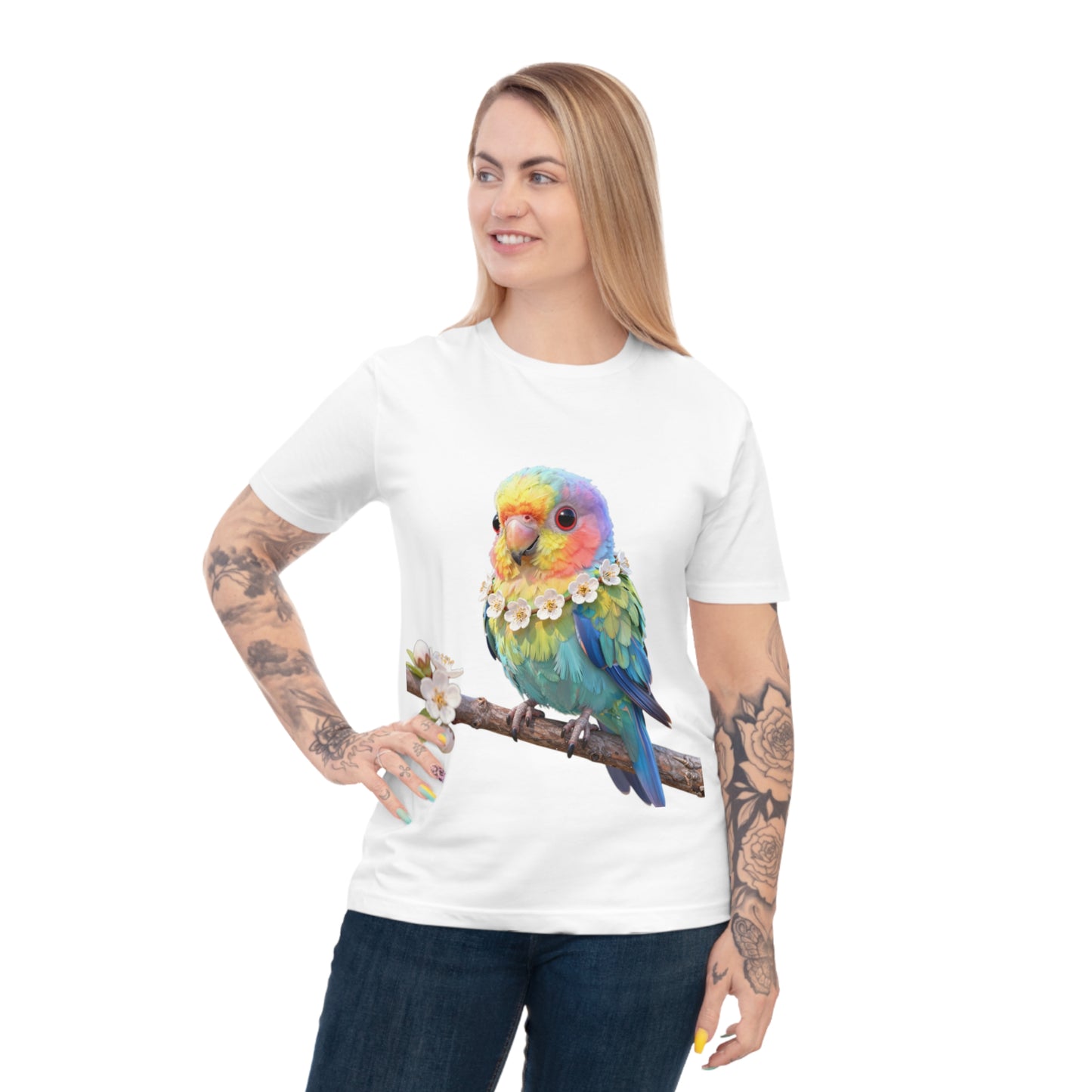 Rainbow Parrot — Tropical Bloom Kawaii Tee