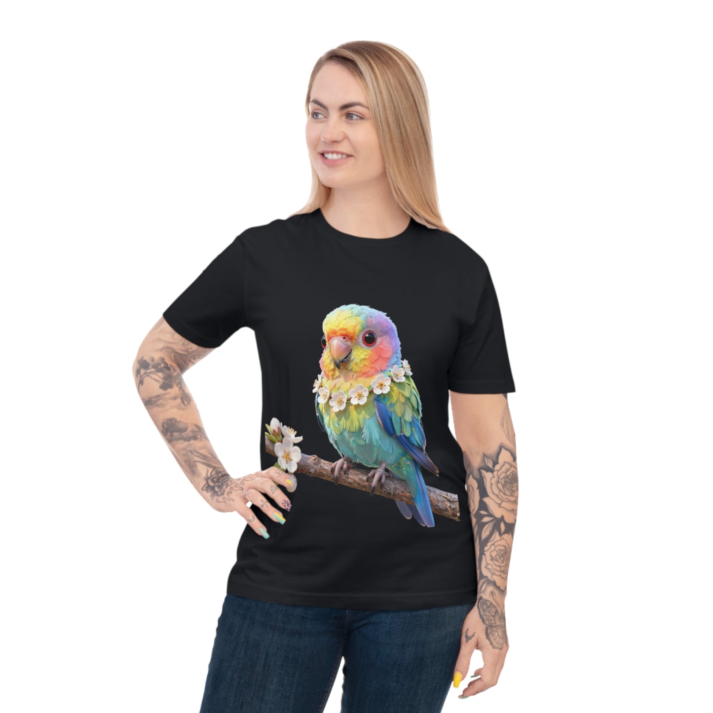 Rainbow Parrot — Tropical Bloom Kawaii Tee