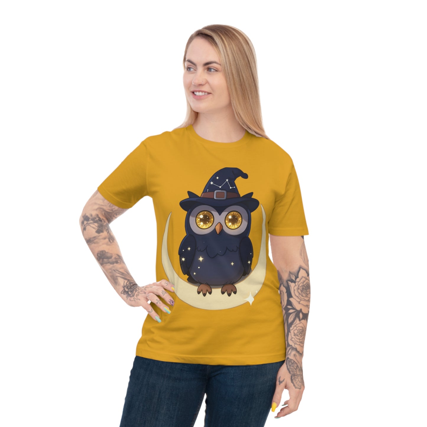 Cosmic Wizard Owl — Magical Starry Night Tee