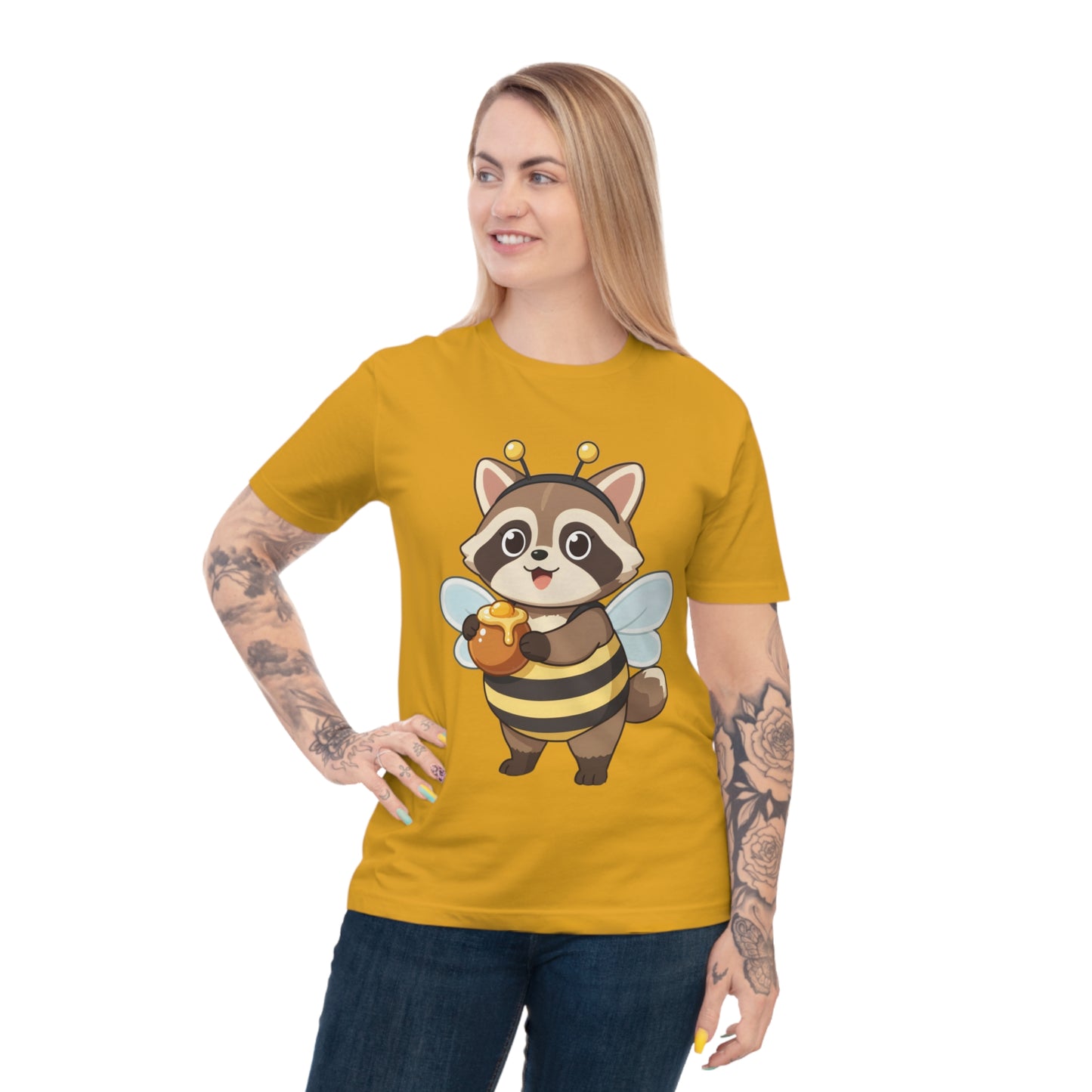Honey Bee Raccoon — Chibi Anime Bee Kawaii Tee