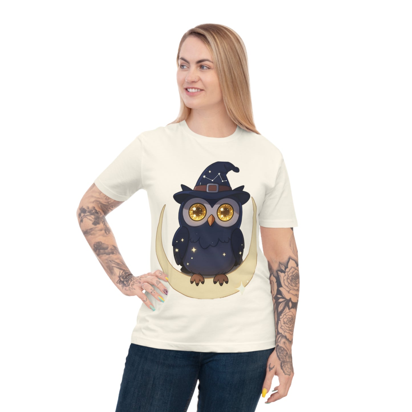Cosmic Wizard Owl — Magical Starry Night Tee