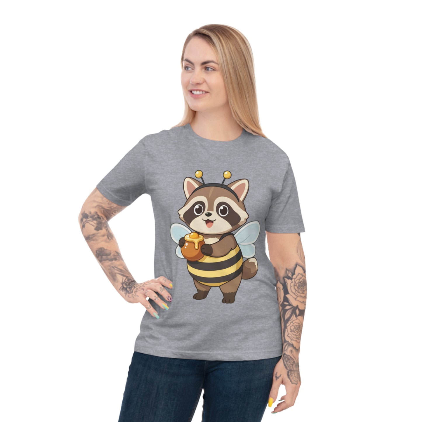 Honey Bee Raccoon — Chibi Anime Bee Kawaii Tee