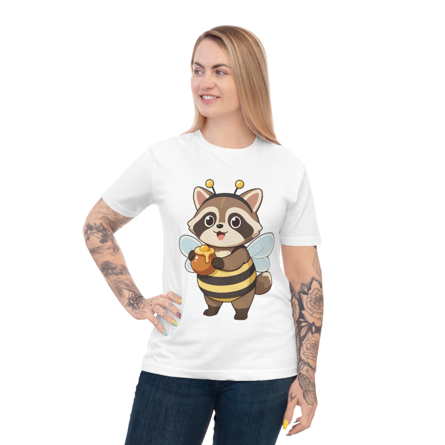 Honey Bee Raccoon — Chibi Anime Bee Kawaii Tee