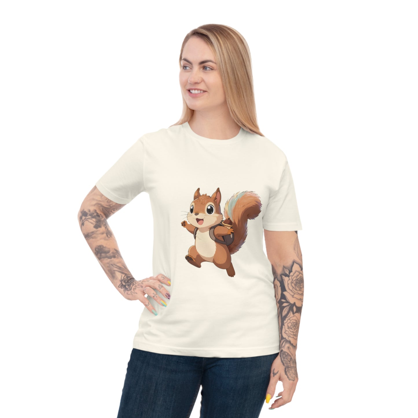 Rainbow Squirrel — Pastel Chibi Anime Acorn Backpack Tee