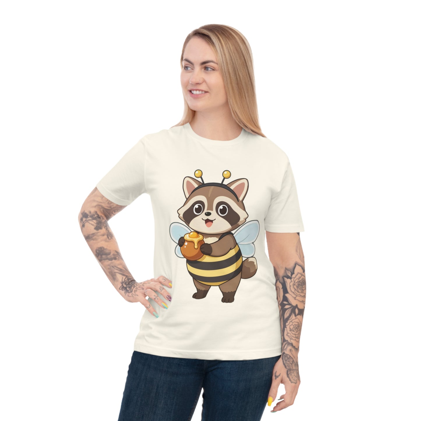 Honey Bee Raccoon — Chibi Anime Bee Kawaii Tee