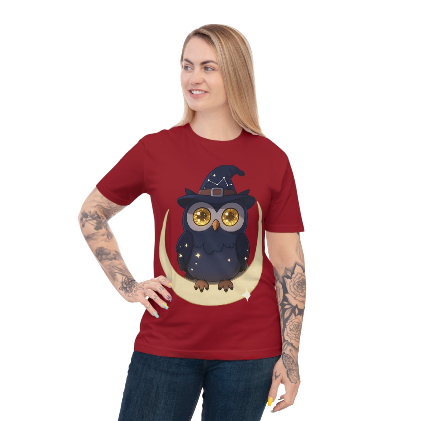 Cosmic Wizard Owl — Magical Starry Night Tee