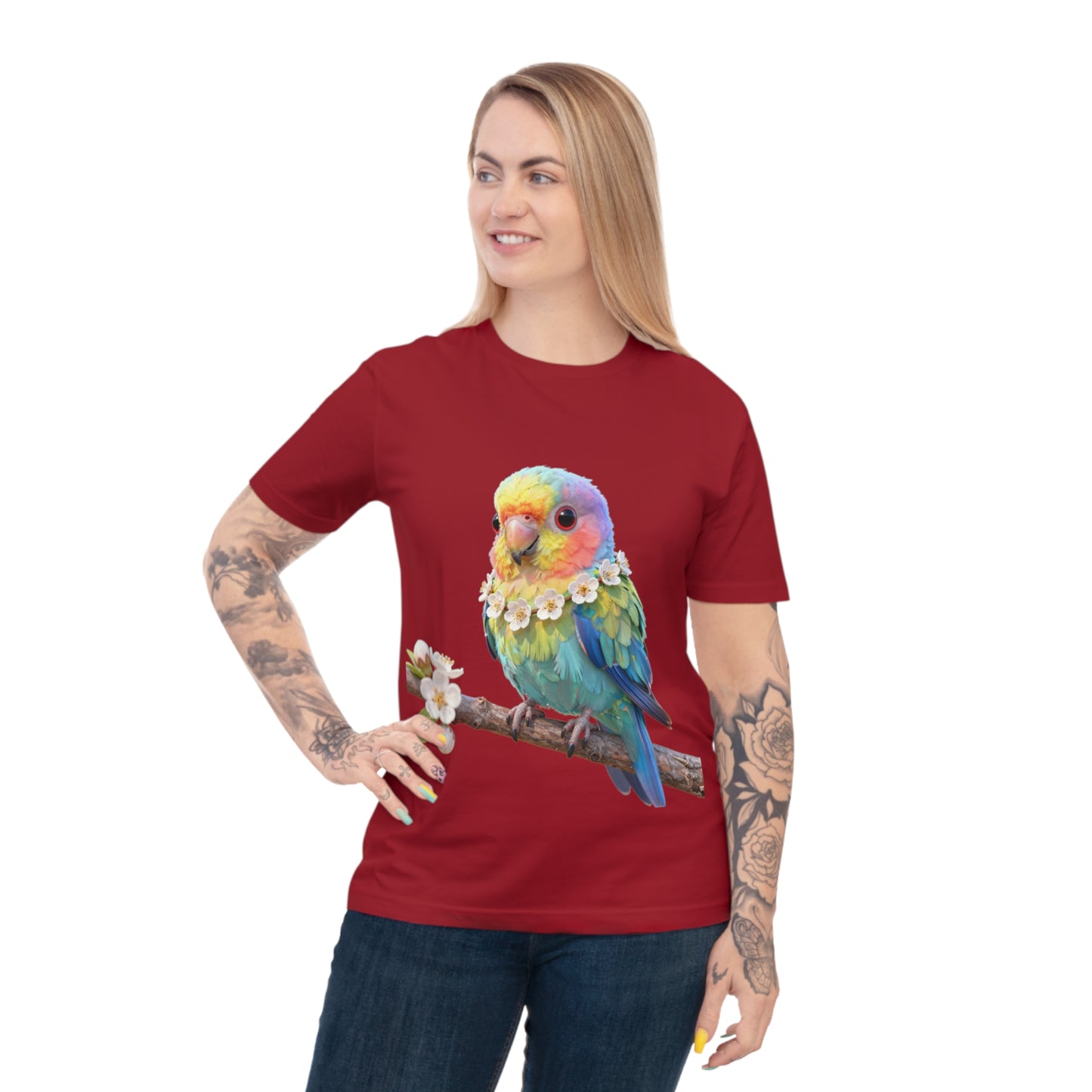 Rainbow Parrot — Tropical Bloom Kawaii Tee