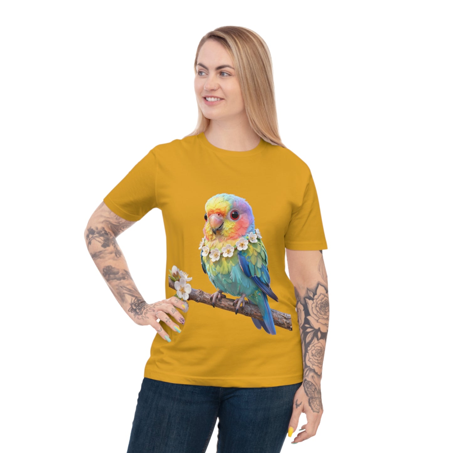 Rainbow Parrot — Tropical Bloom Kawaii Tee